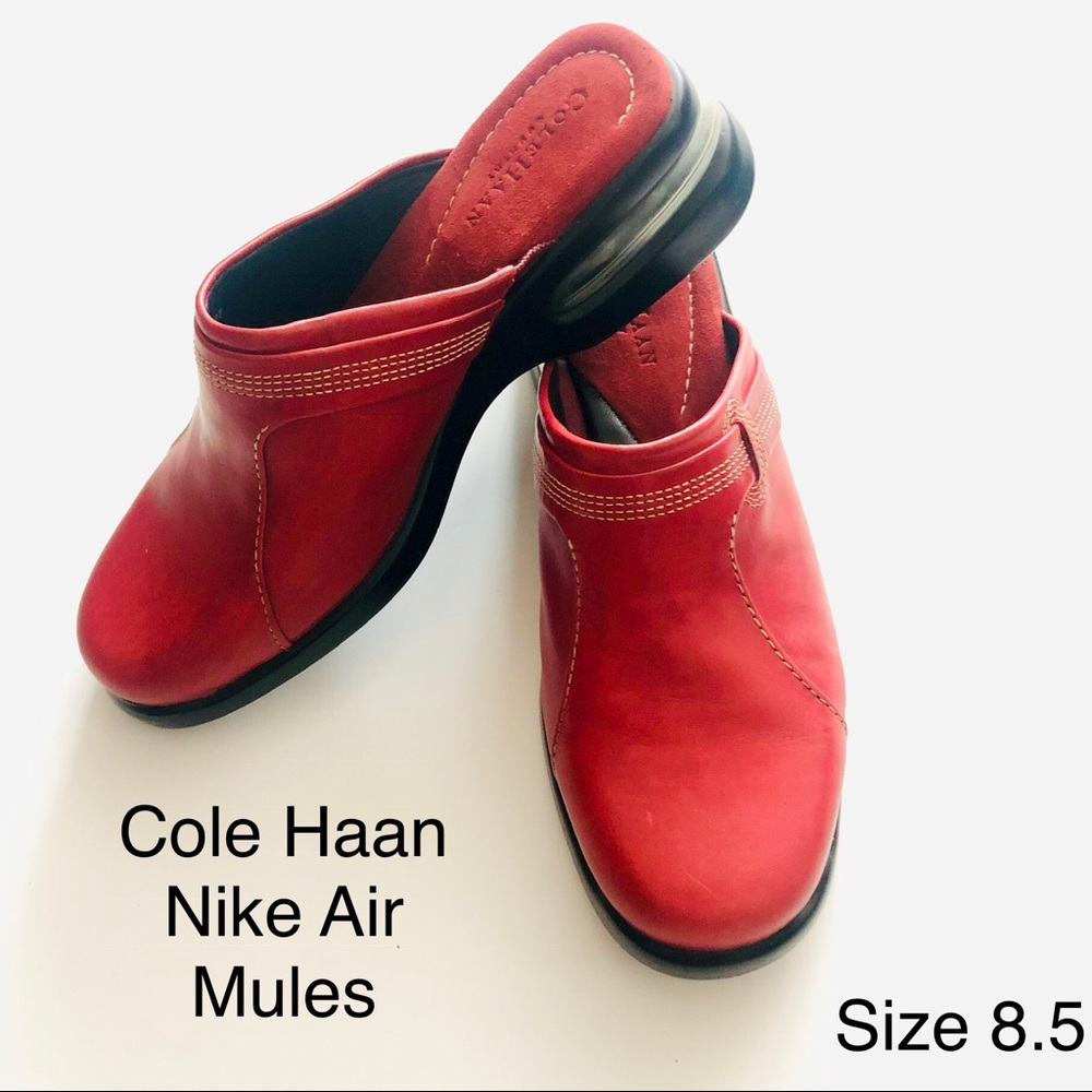 Cole Haan Nike Air Mules - Red Leather 8.5